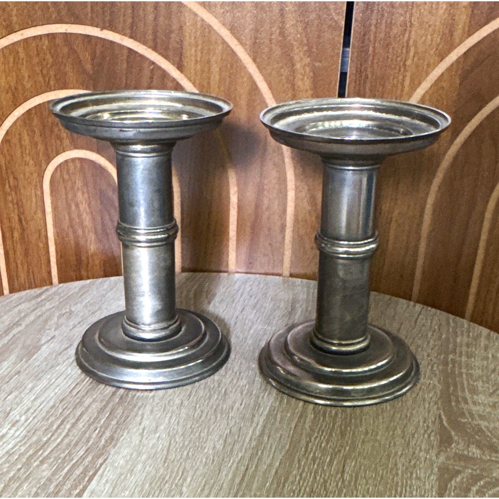 The White Barn Candle Co. Silver Plate Metal Round Candle Holders Set of 2